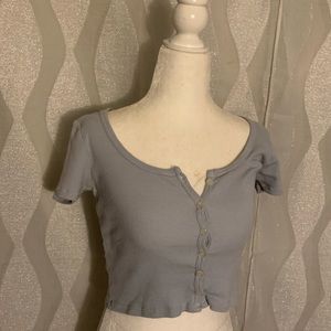 Cropped button up baby tee